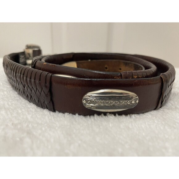 Brighton Mens Leather Braided Belt Size 48 Brown - Picture 3 of 10